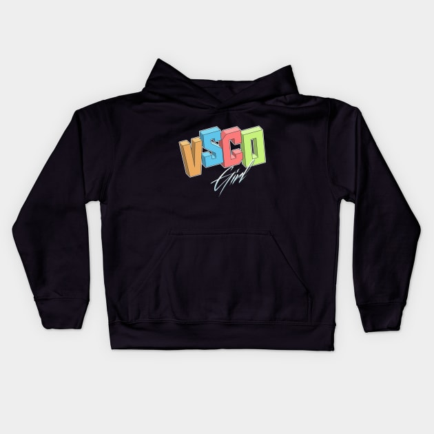 VSCO Girl / Aesthetic Type Design Kids Hoodie by DankFutura